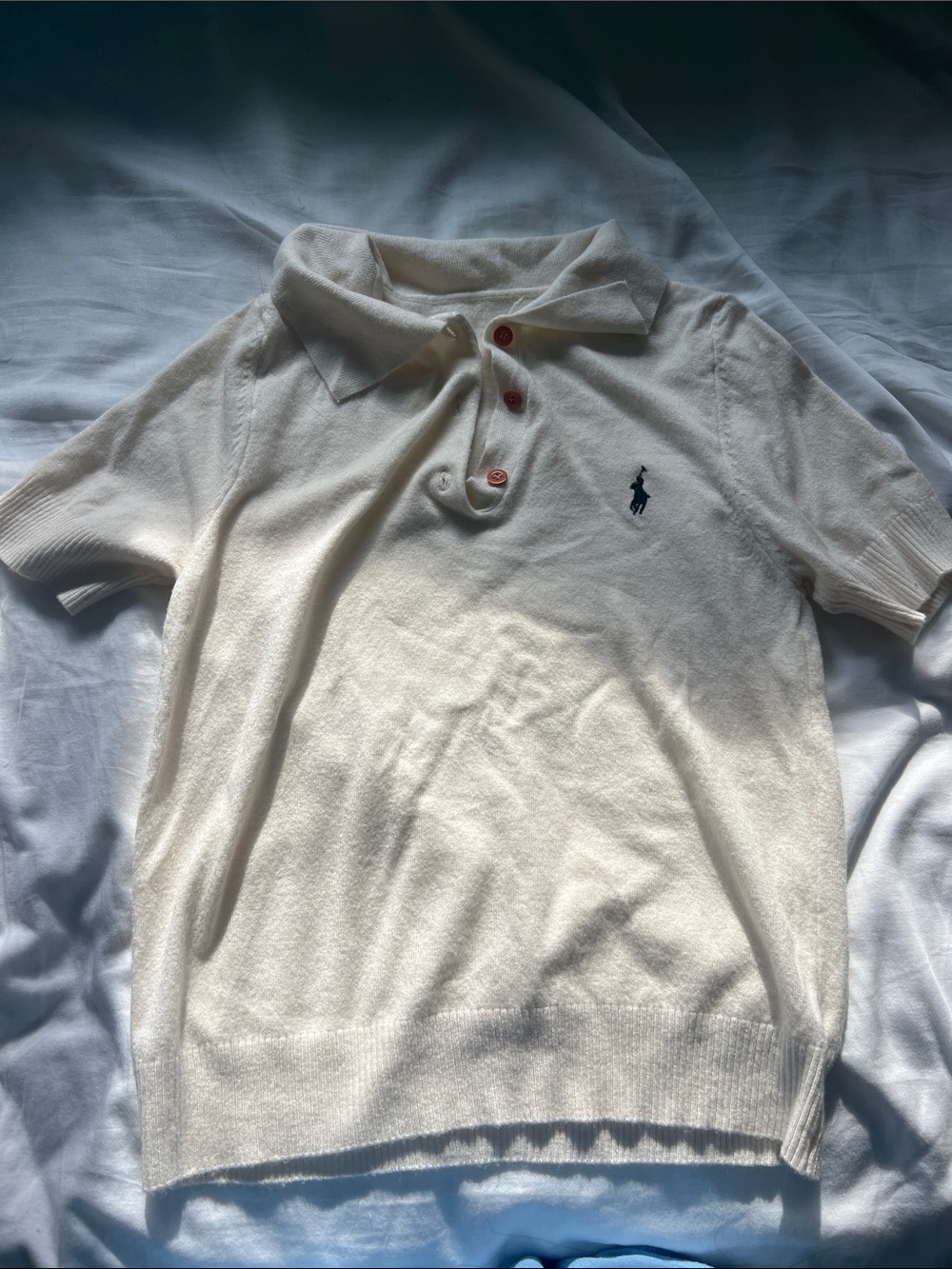 Ralph Lauren Cream Short-Sleeve Polo with Navy Pony